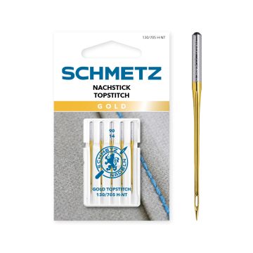 SCHMETZ GOLD TOPSTITCH SIZE 90 PACK OF 5 CARDED