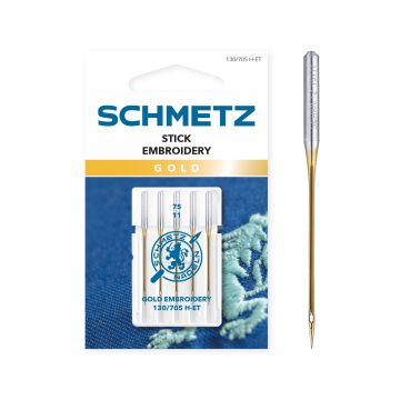 SCHMETZ GOLD EMBROIDERY SIZE 75 PACK OF 5 CARDED