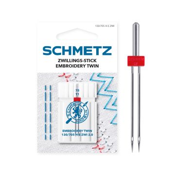 SCHMETZ TWIN EMBROIDERY 2MM SIZE 75 PACK OF 1 CARDED