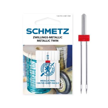 SCHMETZ TWIN METALLIC 2.5MM SIZE 80 PACK OF 1 CARDED