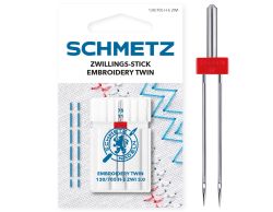 SCHMETZ TWIN EMBROIDERY 3MM SIZE 75 PACK OF 1 CARDED